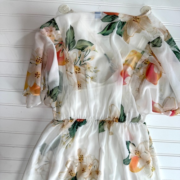 Farm Rio Anthropologie Eloisa Floral Midi Dress Sheer Chiffon Small - Picture 8 of 10